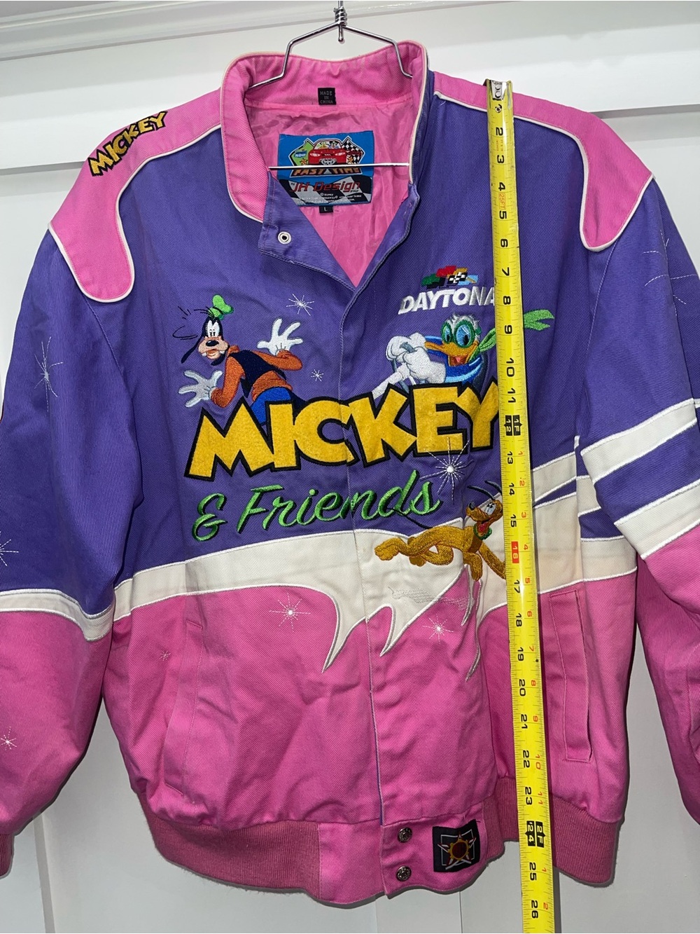 JH Design Vintage Disney Mickey & Friends Daytona 500 Jacket Size Large - Picture 3 of 11